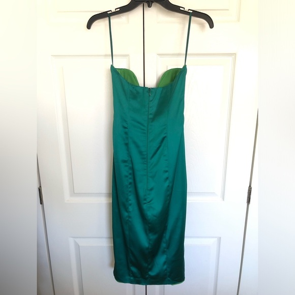 Portia & Scarlett Emerald Green Satin Cocktail Midi Dress Size 4 - Picture 5 of 10
